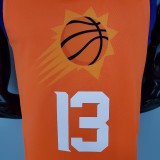 NBA Season 2021 Men Phoenix Suns Orange #13 NASH with Jordan Logo Jersey High Quality Name and Number Print