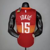 NBA Men Season 2021 Denver Nuggets Red and Orange #15 JOKIC Jersey High Quality Name and Number Print