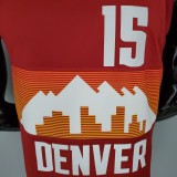 NBA Men Season 2021 Denver Nuggets Red and Orange #15 JOKIC Jersey High Quality Name and Number Print