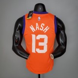 NBA Season 2021 Men Phoenix Suns Orange #13 NASH with Jordan Logo Jersey High Quality Name and Number Print