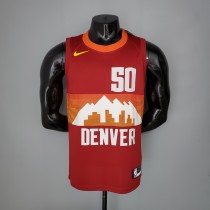 NBA Men Season 2021 Denver Nuggets Red and Orange #50 GORDON Jersey High Quality Name and Number Print