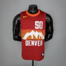 NBA Men Season 2021 Denver Nuggets Red and Orange #50 GORDON Jersey High Quality Name and Number Print