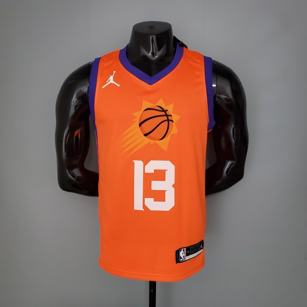 NBA Season 2021 Men Phoenix Suns Orange #13 NASH with Jordan Logo Jersey High Quality Name and Number Print