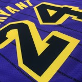 NBA Men Los Angeles Lakers Retro Purple with Black Lines #24 BRYANT Round Neck Jersey High Quality Name and Number Print