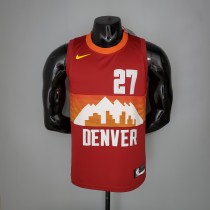 NBA Men Season 2021 Denver Nuggets Red and Orange #27 MURRAY Jersey High Quality Name and Number Print
