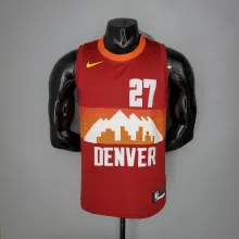 NBA Men Season 2021 Denver Nuggets Red and Orange #27 MURRAY Jersey High Quality Name and Number Print