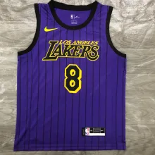NBA Men Los Angeles Lakers Retro Purple with Black Lines #8 BRYANT Round Neck Jersey High Quality Name and Number Print