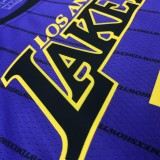 NBA Men Los Angeles Lakers Retro Purple with Black Lines #24 BRYANT Round Neck Jersey High Quality Name and Number Print