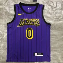 NBA Men Los Angeles Lakers Retro Purple with Black Lines #0 YOUNG Round Neck Jersey High Quality Name and Number Print