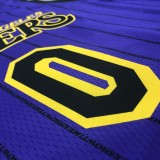 NBA Men Los Angeles Lakers Retro Purple with Black Lines #0 YOUNG Round Neck Jersey High Quality Name and Number Print