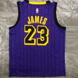 NBA Men Los Angeles Lakers Retro Purple with Black Lines #23 JAMES Round Neck Jersey High Quality Name and Number Print