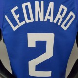 NBA Men Los Angeles Clippers Blue LEONARD#2 Jersey High Quality Name and Number Print