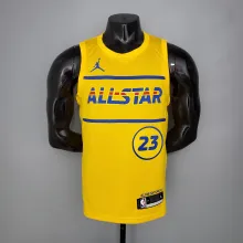 NBA Men 2021 All Star Jerseys Yellow #23 JAMES Jersey High Quality Name and Number Print