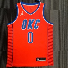 NBA New Season 2021 Men Oklahoma City Thunder Orange #0 WESTBROOK Jersey High Quality Name and Number Print