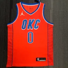 NBA New Season 2021 Men Oklahoma City Thunder Orange #0 WESTBROOK Jersey High Quality Name and Number Print