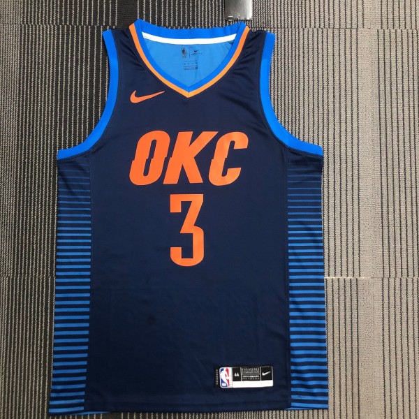 NBA Men Oklahoma City Thunder Dark Blue #3 PAUL Jersey High Quality Name and Number Print