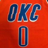 NBA New Season 2021 Men Oklahoma City Thunder Orange #0 WESTBROOK Jersey High Quality Name and Number Print