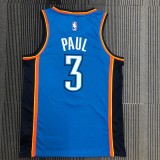 NBA Men Oklahoma City Thunder Blue #3 PAUL Jersey High Quality Name and Number Print