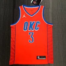 NBA New Season 2021 Men Oklahoma City Thunder Orange #3 PAUL Jersey High Quality Name and Number Print