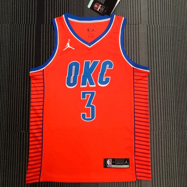 NBA New Season 2021 Men Oklahoma City Thunder Orange #3 PAUL Jersey High Quality Name and Number Print