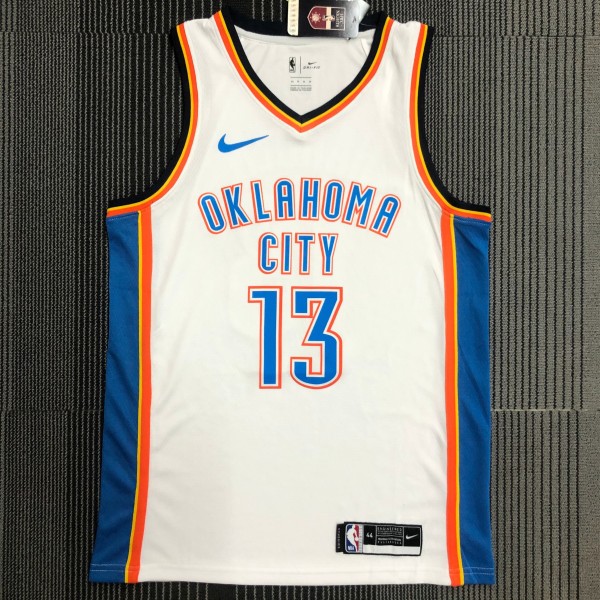 NBA Men Oklahoma City Thunder White #13 HARDEN Jersey High Quality Name and Number Print