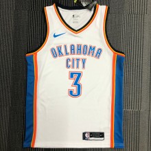 NBA Men Oklahoma City Thunder White #3 PAUL Jersey High Quality Name and Number Print