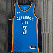 NBA Men Oklahoma City Thunder Blue #3 PAUL Jersey High Quality Name and Number Print