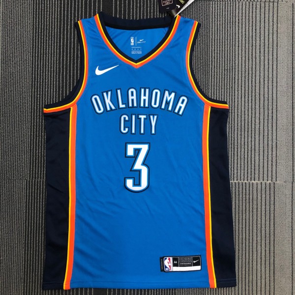 NBA Men Oklahoma City Thunder Blue #3 PAUL Jersey High Quality Name and Number Print