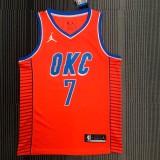 NBA New Season 2021 Men Oklahoma City Thunder Orange #7 ANTHONY Jersey High Quality Name and Number Print