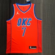 NBA New Season 2021 Men Oklahoma City Thunder Orange #7 ANTHONY Jersey High Quality Name and Number Print