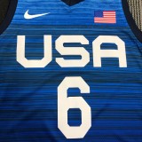 NBA Men Tokoyo Olimpics 2020 USA National Blue #6 LILLARD Jersey High Quality Name and Number Print