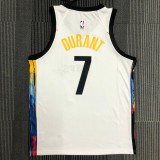 NBA Men Season 2021 Brooklyn Nets White City #7 DURANT Jersey High Quality Name and Number Print