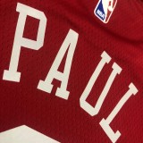 NBA Men Houston Rockets Red with Yellow Lines #3 PAUL Jersey High Quality Name and Number Print