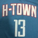 NBA Men Season 2021 Houston Rockets Light Blue City #13 HARDEN Jersey High Quality Name and Number Print