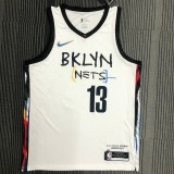 NBA Men Season 2021 Brooklyn Nets White City #13 HARDEN Jersey High Quality Name and Number Print