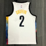 NBA Men Season 2021 Brooklyn Nets White City #2 GRIFFIN Jersey High Quality Name and Number Print