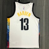 NBA Men Season 2021 Brooklyn Nets White City #13 HARDEN Jersey High Quality Name and Number Print