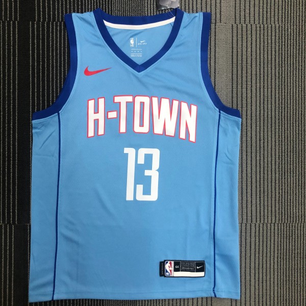 NBA Men Season 2021 Houston Rockets Light Blue City #13 HARDEN Jersey High Quality Name and Number Print
