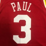 NBA Men Houston Rockets Red with Yellow Lines #3 PAUL Jersey High Quality Name and Number Print