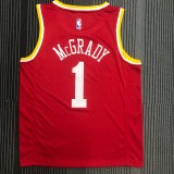 NBA Men Houston Rockets Red with Yellow Lines #1 MCGRADY Jersey High Quality Name and Number Print
