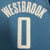 NBA Men Season 2021 Houston Rockets Light Blue City #0 WESTBROOK Jersey High Quality Name and Number Print