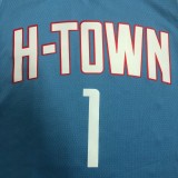 NBA Men Season 2021 Houston Rockets Light Blue City #1 MCGRADY Jersey High Quality Name and Number Print
