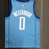 NBA Men Season 2021 Houston Rockets Light Blue City #0 WESTBROOK Jersey High Quality Name and Number Print