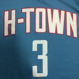 NBA Men Season 2021 Houston Rockets Light Blue City #3 PAUL Jersey High Quality Name and Number Print