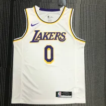 NBA Men Los Angeles Lakers #0 WESTBROOK Retro White Round Neck Jersey High Quality Name and Number Print