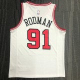 NBA Men Chicago Bulls White #91 RODMAN Jersey High Quality Name and Number Print
