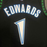 NBA Men Minnesota Timberwolves Retro Black #1 EDWARDS Jersey High Quality Name and Number Print