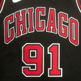 NBA Men Chicago Bulls Black #91 RODMAN Jersey High Quality Name and Number Print