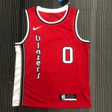 NBA Portland Trail Blazers Retro Red #0 LILLARD Jersey High Quality Name and Number Print