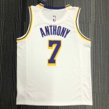 NBA Men Los Angeles Lakers #7 ANTHONY Retro White Round Neck Jersey High Quality Name and Number Print